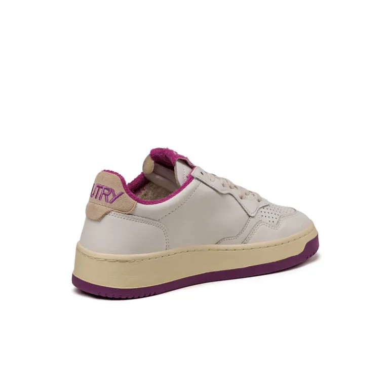Leder Sneaker|Weiße Sneaker*Autry Medalist W *Virgin / Sponge* White / Hyacinth Violet