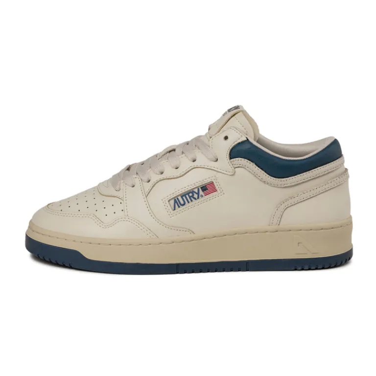 High-Top Sneaker|Leder Sneaker*Autry Med-Way Mid *Leather / Crack* Blue / Marshmallow