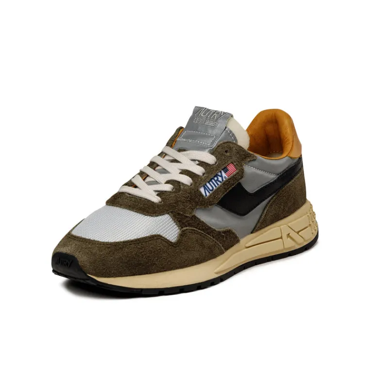 Leder Sneaker|Retro Runner*Autry Reelwind Low *Hairy Suede / Nylon* Green / Silver