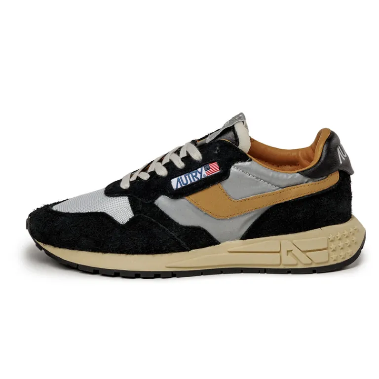 Leder Sneaker|Retro Runner*Autry Reelwind Low *Hairy Suede / Nylon* Carbon / Silver / Orange