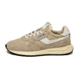 Leder Sneaker|Retro Runner*Autry Reelwind Low *Nylon / Hairy Suede / Cracked Leather* White / White Pep