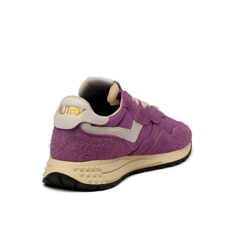 Leder Sneaker|Retro Runner*Autry Reelwind Low *Nylon / Cracked Leather* White / Hyacinth Violet