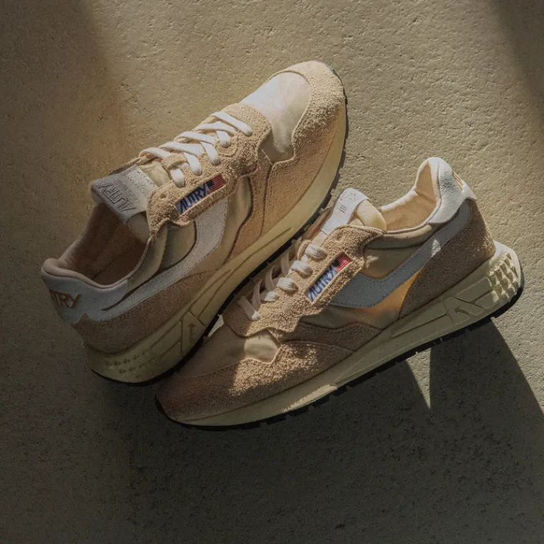 Retro Runner|Leder Sneaker*Autry Reelwind Low *Nylon / Cracked Leather* White / Filler