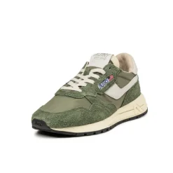 Leder Sneaker|Retro Runner*Autry Reelwind Low *Nylon / Hairy Suede / Cracked Leather* White / Military