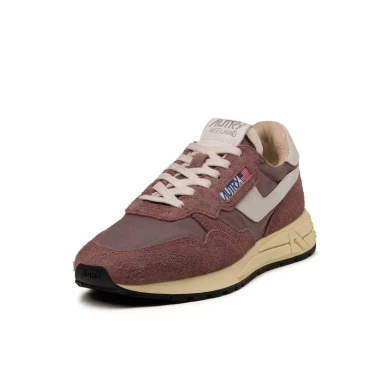 Leder Sneaker|Retro Runner*Autry Reelwind Low *Nylon / Cracked Leather* White / Taupe