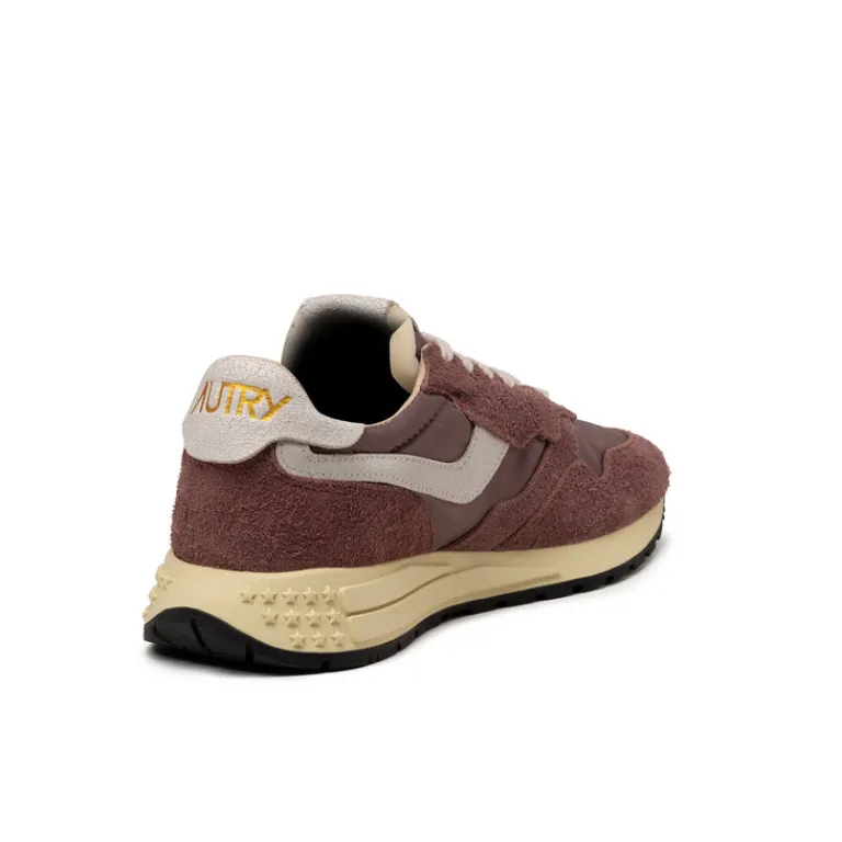 Leder Sneaker|Retro Runner*Autry Reelwind Low *Nylon / Cracked Leather* White / Taupe
