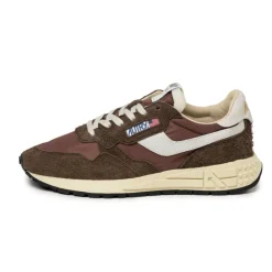 Leder Sneaker|Retro Runner*Autry Reelwind Low *Nylon / Hairy Suede / Cracked Leather* White / Ebony