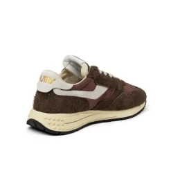 Leder Sneaker|Retro Runner*Autry Reelwind Low *Nylon / Hairy Suede / Cracked Leather* White / Ebony