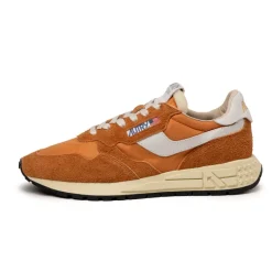 Leder Sneaker|Retro Runner*Autry Reelwind Low *Nylon / Hairy Suede / Cracked Leather* White / Amber