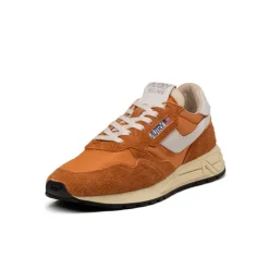 Leder Sneaker|Retro Runner*Autry Reelwind Low *Nylon / Hairy Suede / Cracked Leather* White / Amber