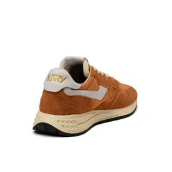 Leder Sneaker|Retro Runner*Autry Reelwind Low *Nylon / Hairy Suede / Cracked Leather* White / Amber