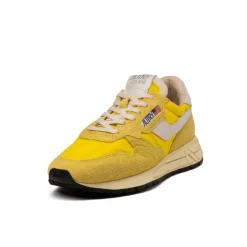 Leder Sneaker|Retro Runner*Autry Reelwind Low *Nylon / Cracked Leather* White / Buttercup