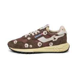 Leder Sneaker|Retro Runner*Autry Reelwind Low W *Embroidery Flower* Ebony / Winter White