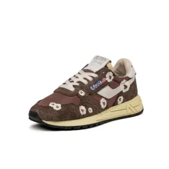 Leder Sneaker|Retro Runner*Autry Reelwind Low W *Embroidery Flower* Ebony / Winter White