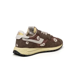 Leder Sneaker|Retro Runner*Autry Reelwind Low W *Embroidery Flower* Ebony / Winter White