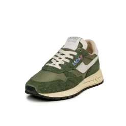 Leder Sneaker*Autry Reelwind Low W *Nylon / Hairy Suede / Cracked Leather* White / Military