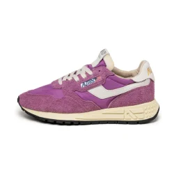 Leder Sneaker*Autry Reelwind Low W *Nylon / Hairy Suede / Cracked Leather* White / Hyper Violet