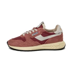 Leder Sneaker|Weiße Sneaker*Autry Reelwind Low W *Nylon / Cracked Leather* White / Hotsauce