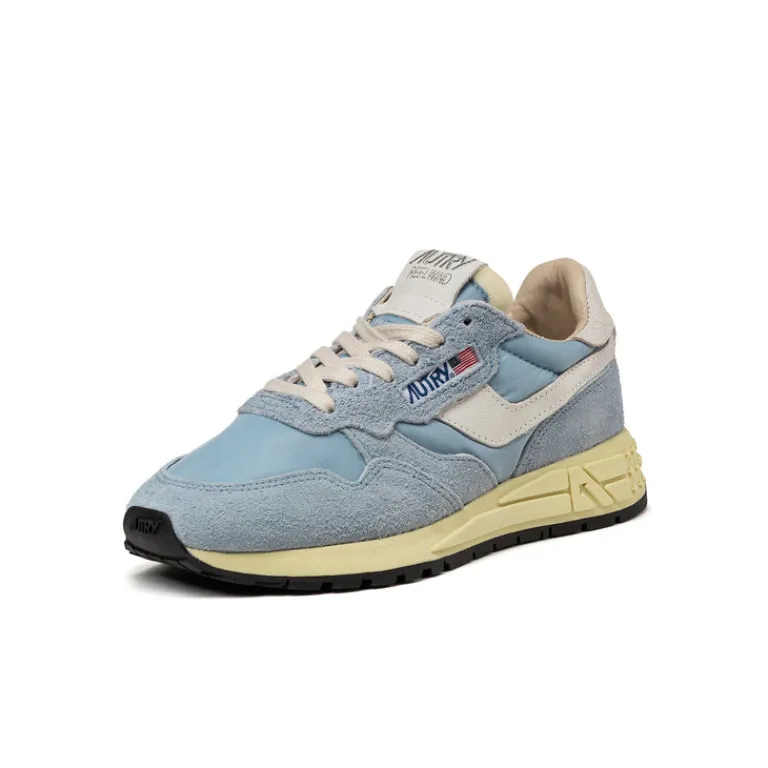 Leder Sneaker|Weiße Sneaker*Autry Reelwind Low W *Nylon / Cracked Leather* White / Celblu