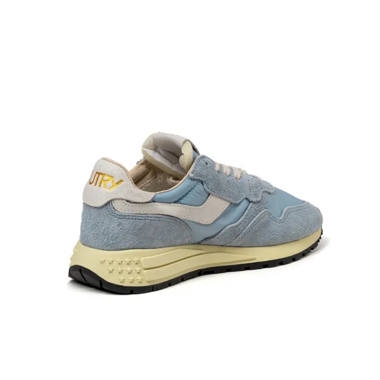 Leder Sneaker|Weiße Sneaker*Autry Reelwind Low W *Nylon / Cracked Leather* White / Celblu