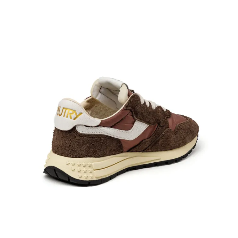 Leder Sneaker*Autry Reelwind Low W *Nylon / Hairy Suede / Cracked Leather* White / Ebony