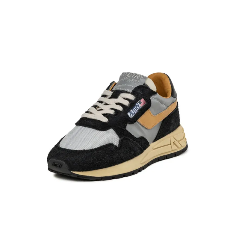 Leder Sneaker*Autry Reelwind Low W *Reflective Leather* Crb / Silver / Org