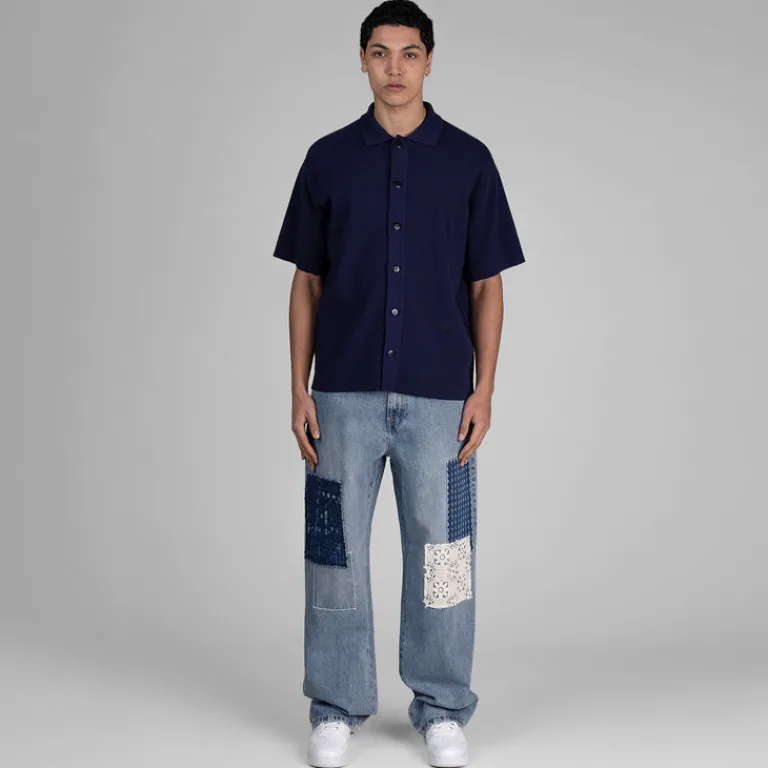 Hosen*Axel Arigato Patchwork Relaxed Jeans Light Blue
