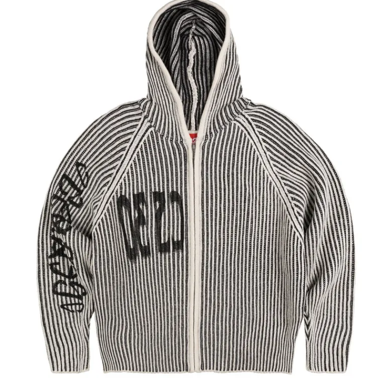Knitwear*032c ''Crusader'' Hooded Knit Black / White