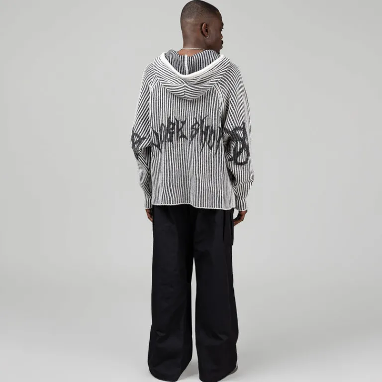 Knitwear*032c ''Crusader'' Hooded Knit Black / White