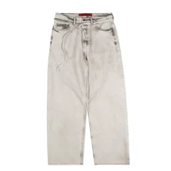 Hosen*032c 'Down To Earth' Wide Leg Jeans Washed Grey / White