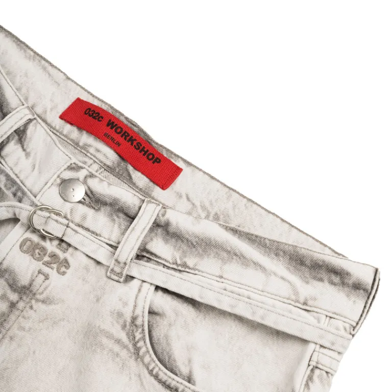 Hosen*032c 'Down To Earth' Wide Leg Jeans Washed Grey / White