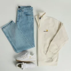 Crewnecks*Carhartt WIP American Script Half Zip Natural
