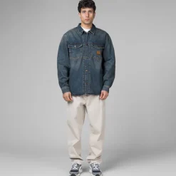 Jacken*Carhartt WIP Lincoln Shirt Jacket Blue Worn Used Wash