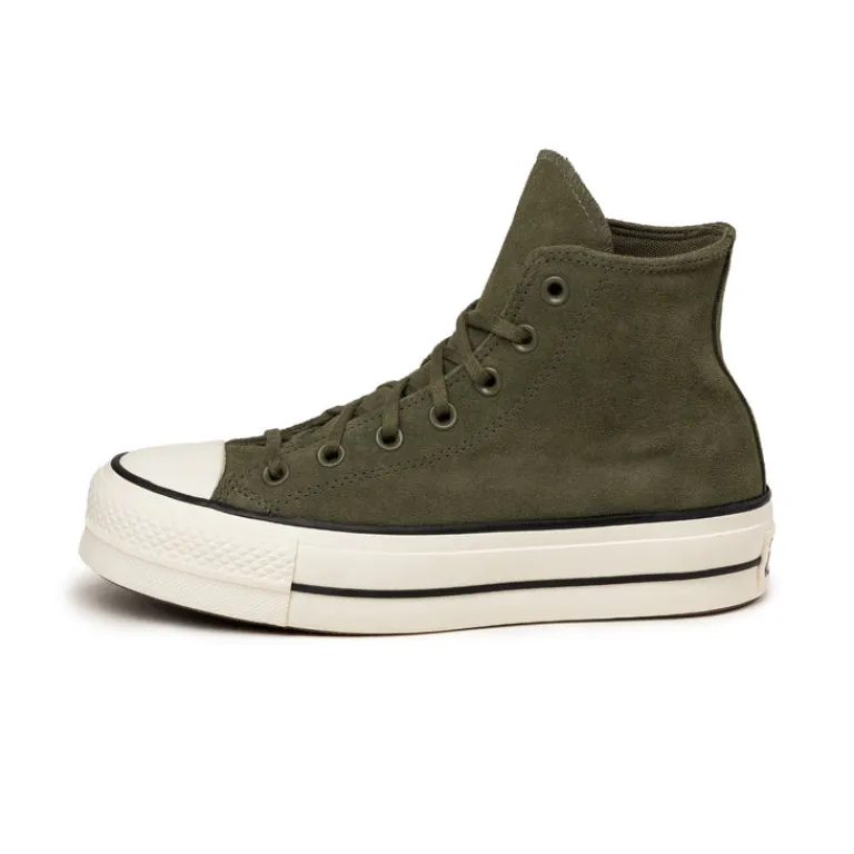 Leder Sneaker|Plateau Sneaker*Converse Chuck Taylor All Star Lift Platform *Colorful Suede* Utility / Egret / Black