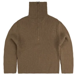 Crewnecks*Courreges Ribbed Wool Trucker Sweater Mocha