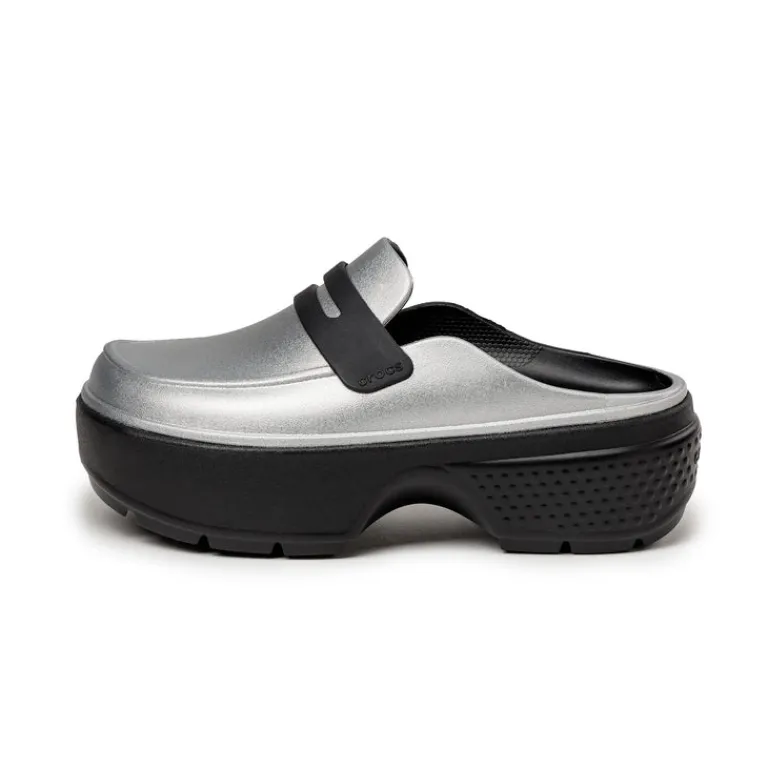 Vegane Sneaker|Loafer*Crocs Stomp Metallic Loafer Silver / Black