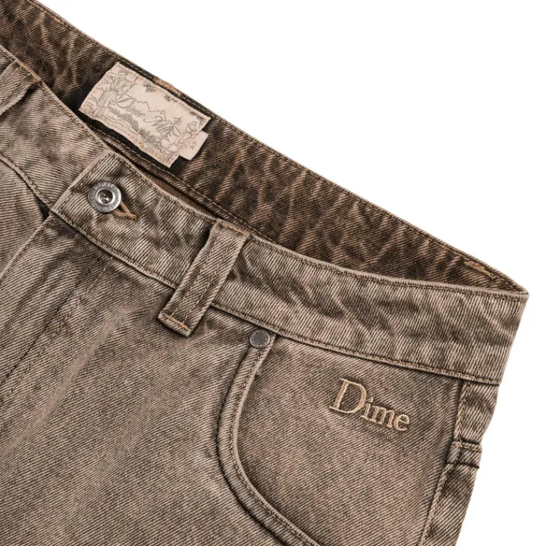 Hosen*Dime Classic Baggy Denim Pants Dipped Sandblasted Brown