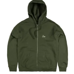 Hoodies*Dime Cursive Zip Hoodie Dark Olive