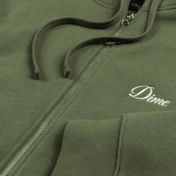 Hoodies*Dime Cursive Zip Hoodie Dark Olive