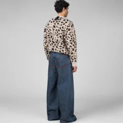 Hosen*ERL Baggy Indiana Distressed Jeans Woven Dirty Blue