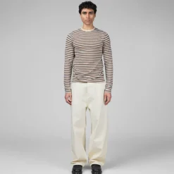 T-Shirts*ERL Striped Long Sleeve T-Shirt Knit Brown