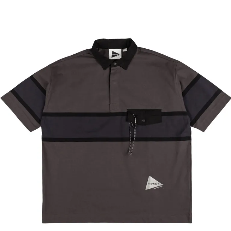 T-Shirts*Gramicci x And Wander Tech Rugby Shirt Charcoal