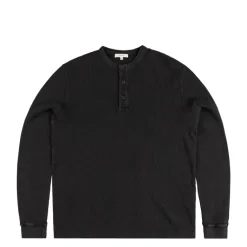 T-Shirts*JW Anderson Long Sleeve Waffle Henley Top Washed Black