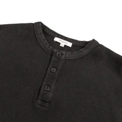 T-Shirts*JW Anderson Long Sleeve Waffle Henley Top Washed Black