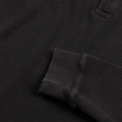 T-Shirts*JW Anderson Long Sleeve Waffle Henley Top Washed Black