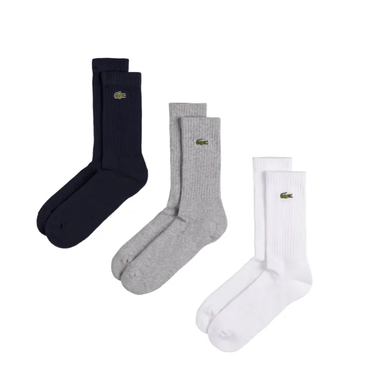 Socken*Lacoste High Cut Socks 3-Pack Grey Chin / White / Navy Blue