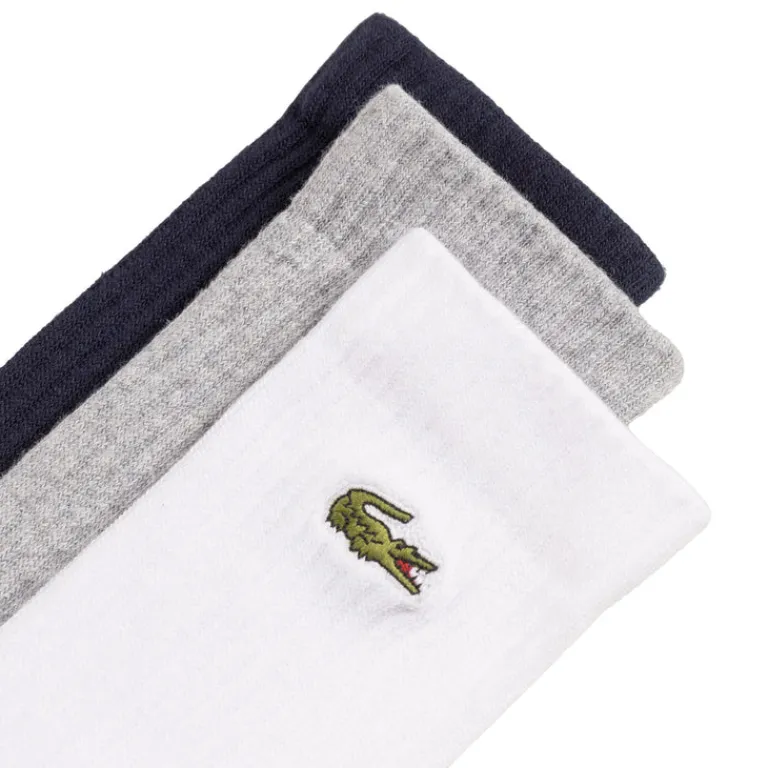 Socken*Lacoste High Cut Socks 3-Pack Grey Chin / White / Navy Blue