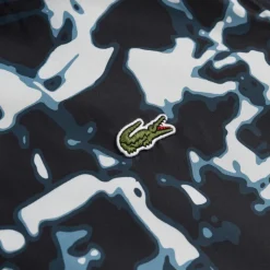 Jacken*Lacoste Print Motif Water-Repellent Windbreaker Black / Blue / Light Grey