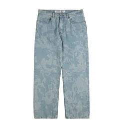 Hosen*Lacoste Straight Leg Print Motif Denim Jeans Washed Bleach