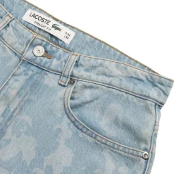 Hosen*Lacoste Straight Leg Print Motif Denim Jeans Washed Bleach